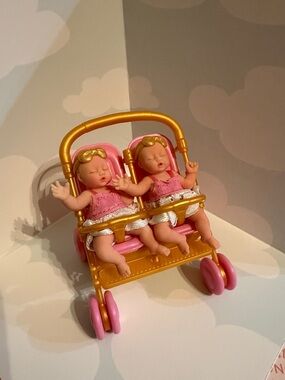 Zuru My mini baby Twin Baby Dolls and Stroller - Pink and Gold